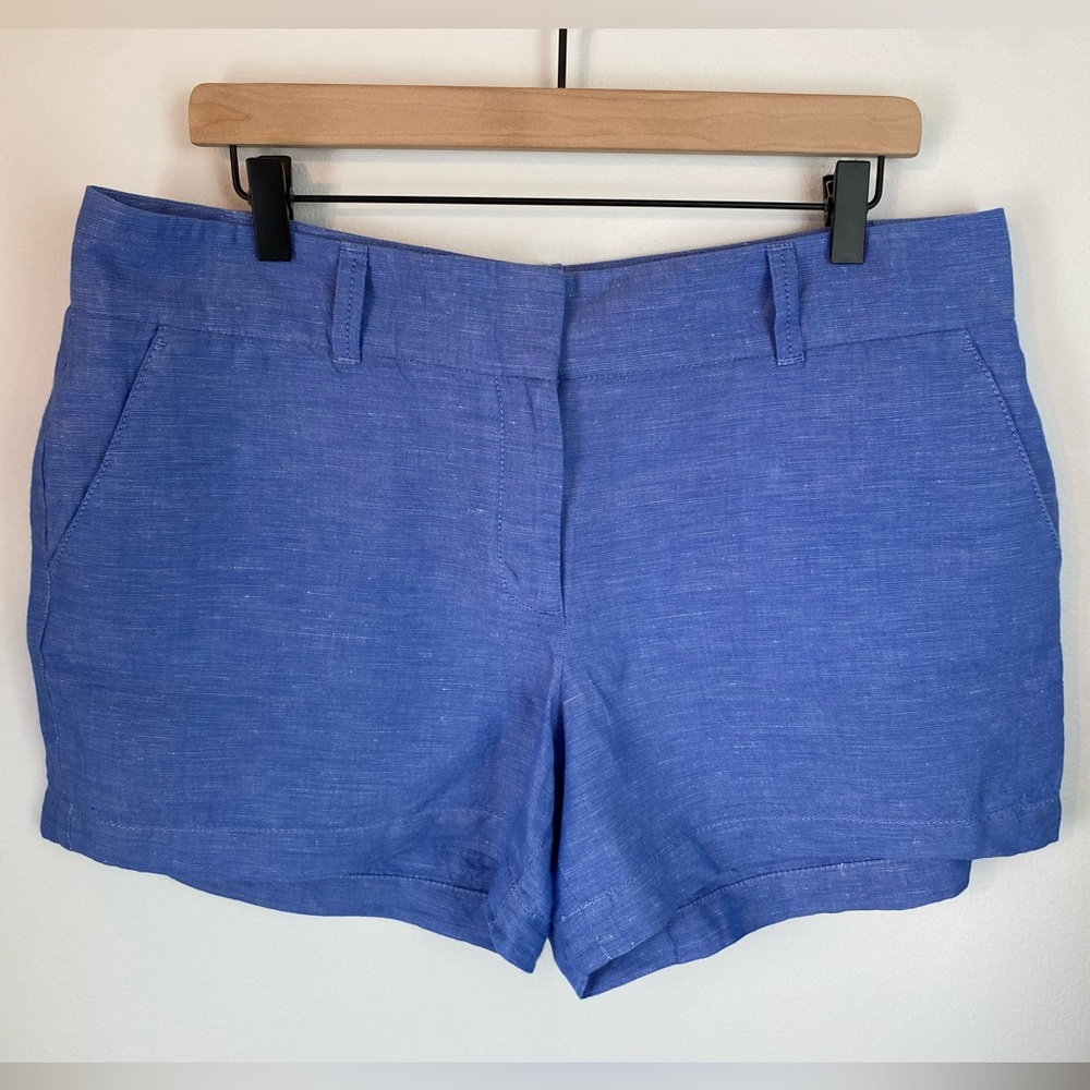 TALBOTS Blue Chambray Linen Blend Summer Shorts | Size 12